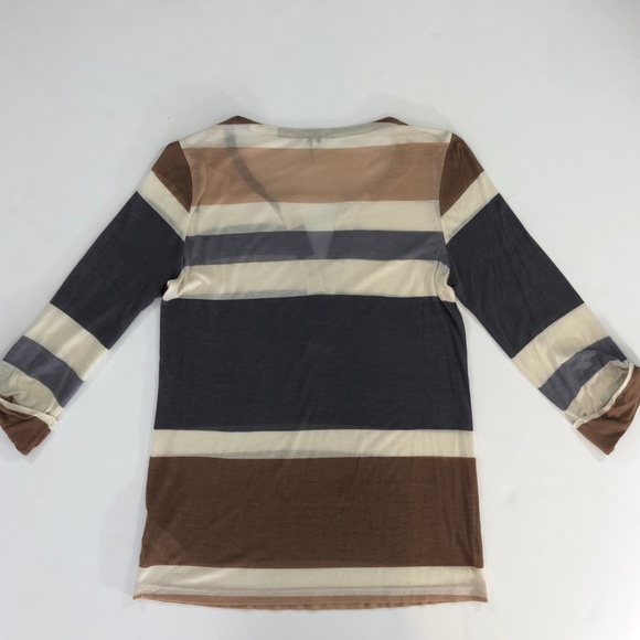 SPLENDID 3/4 Sleeve Striped Button V-Neck Top S - Picture 6 of 7